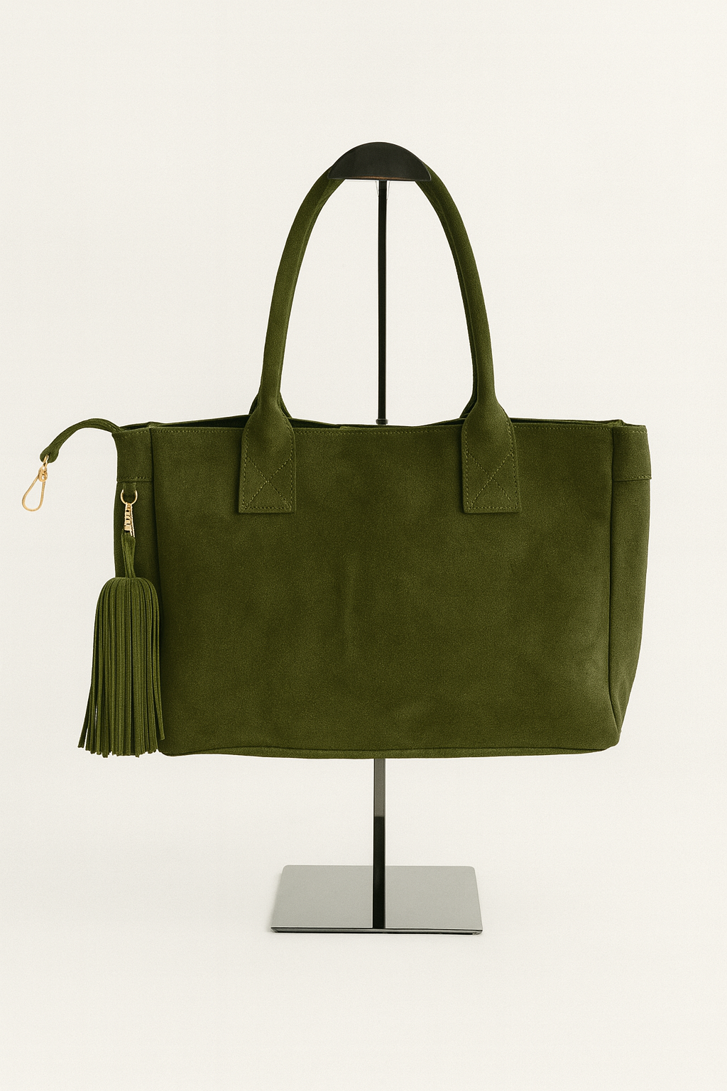 Bolsa de Piel  aterciopelada verde olivo